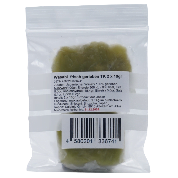Freshly grated wasabi frozen