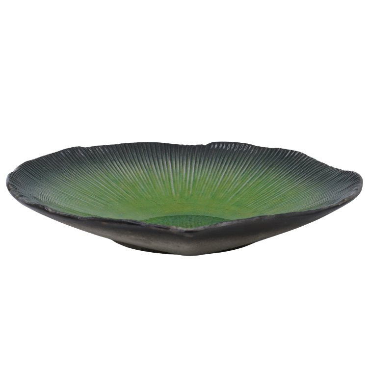 Plate Aizome Hiwa leaf