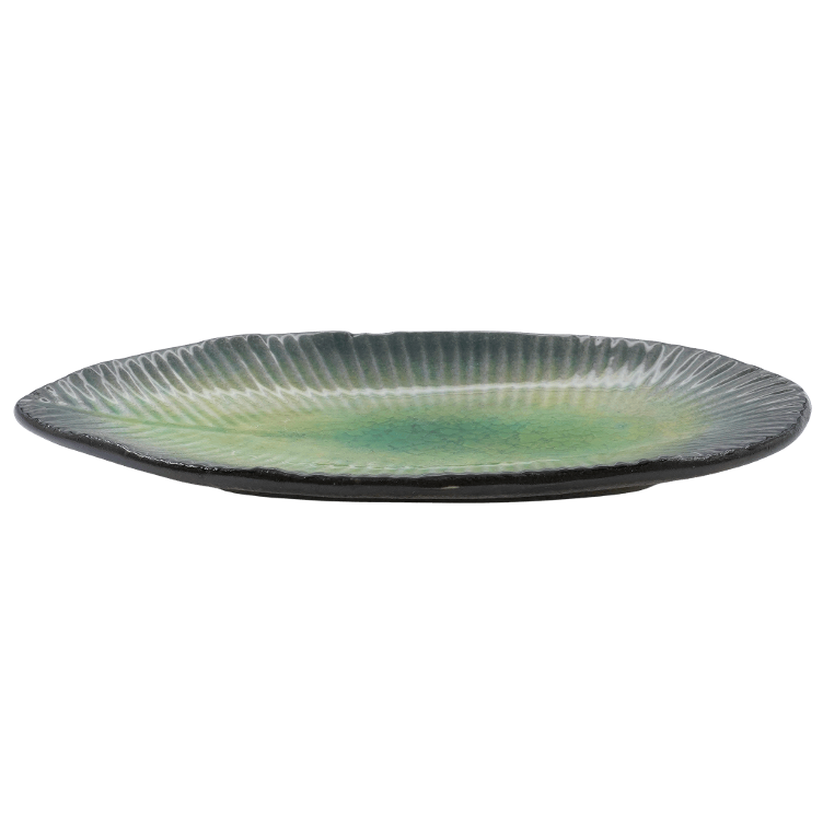 Plate Aizome Hiwa leaf medium