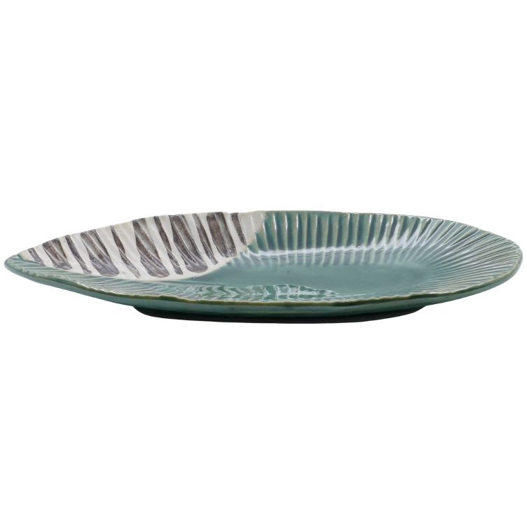 Plate Oribe leaf medium long