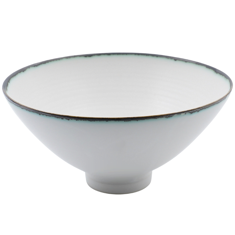 Y. Murakami Donburi Schale weiss, Rand grün