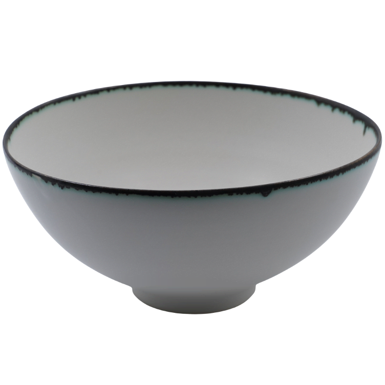 Murakami Donburi Schale weiss mit grünem Rand