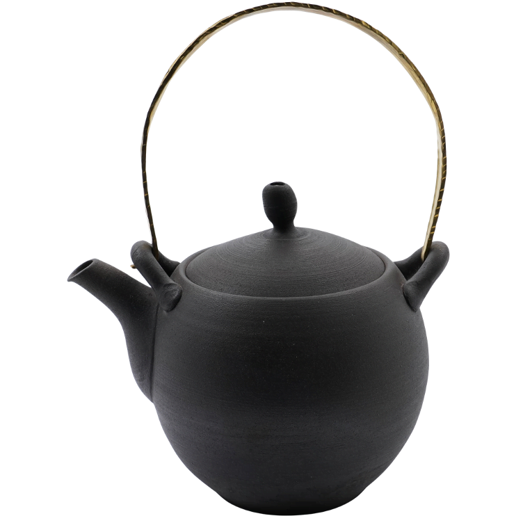 Ito Tea pot Gold handle, black 500cc