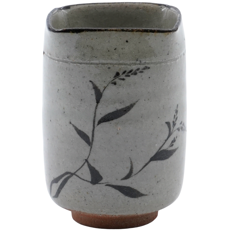 Okamoto Karatsu small teacup grey, shield motif