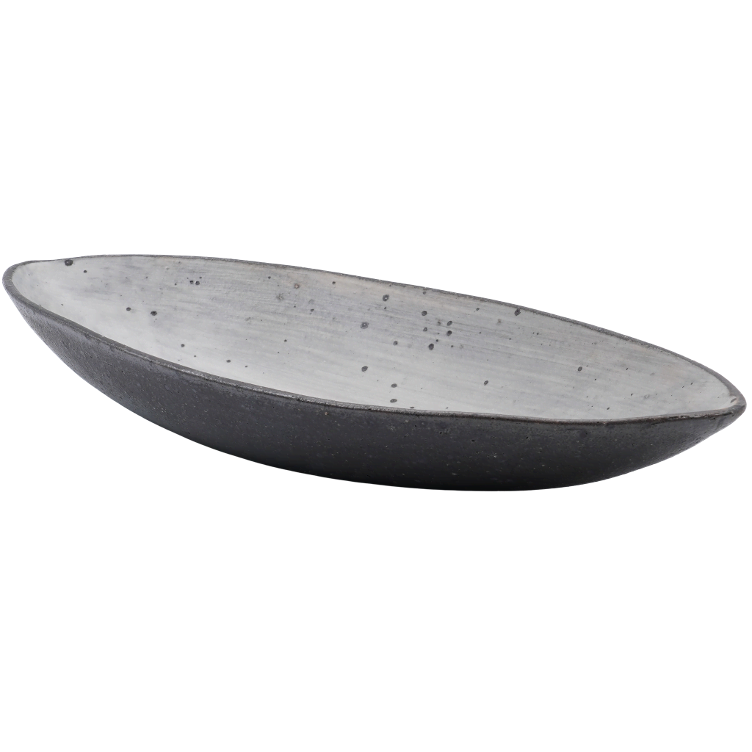 Okuda Funagata Schale lang/oval schwarz/grau