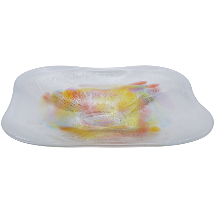 Ginsai Teller aus Glas Regenbogendesign