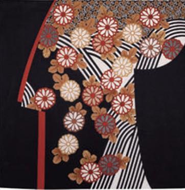 Furoshiki Kikuniryusui Kosode cloth black