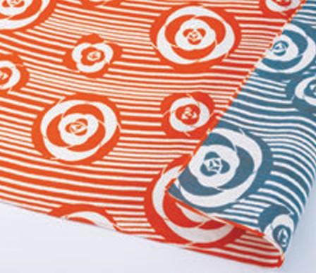 Furoshiki cloth Double-Sided Tsubaki blue-orange