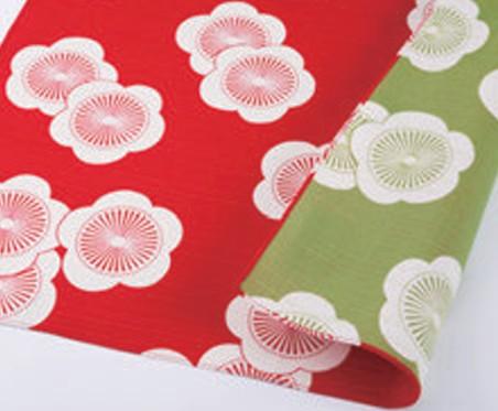 Furoshiki Scarf Double-Sided Ume Red-Green